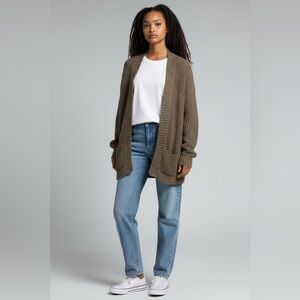 Express Brown Waffle Knit Cardigan